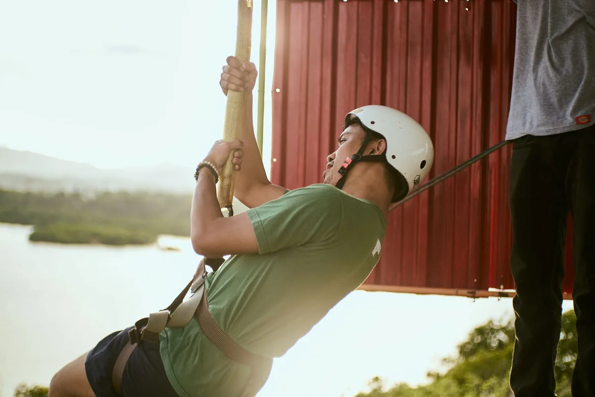 Forest zip-line and giant swing adventure near Rishikesh